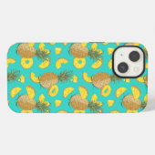 Ananas in turkoois kleur iPhone hoesje (Achterkant horizontaal)