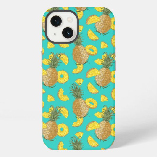 Ananas in turkoois kleur iPhone hoesje (Achterkant)