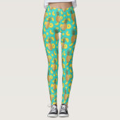 ananas in turkooiskleur leggings (Voorkant)