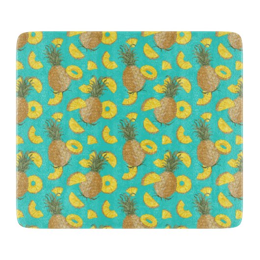 ananas in turkooiskleur snijplank (Voorkant)