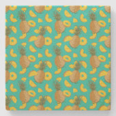 ananas in turkooiskleur stenen onderzetter (Voorkant)