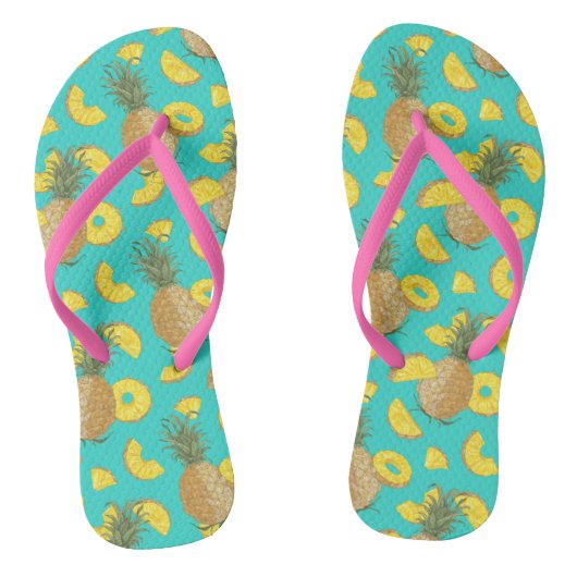 ananas in turkooiskleur teenslippers (Voetbed)