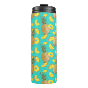 ananas in turkooiskleur thermosbeker