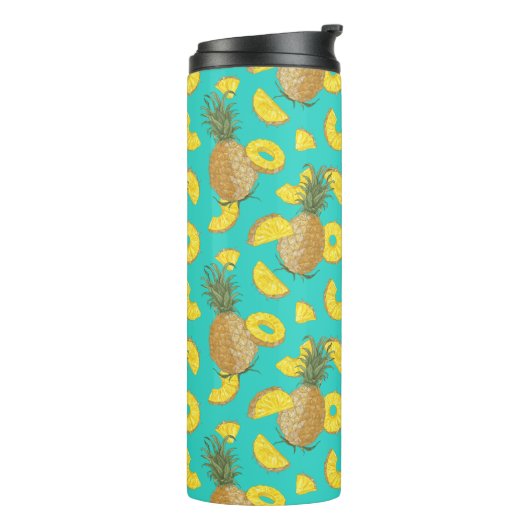 ananas in turkooiskleur thermosbeker (Gedraaid links)
