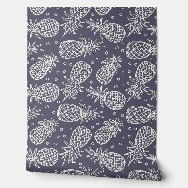 Ananas in violet van Minwax Behang (Afrollen)