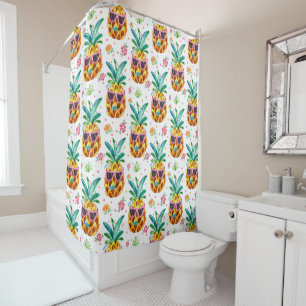 Ananas in zonnebril Waterverven Illustratie Douchegordijn