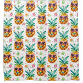 Ananas in zonnebril Waterverven Illustratie Douchegordijn (Voorkant)