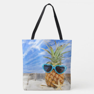 ananas in zonnebrillen met zeester tote bag