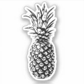 Ananas in zwart-wit helder of wit decal sticker (Voorkant)