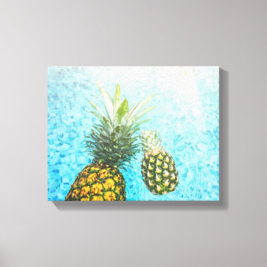 Ananas in Zwembad Canvas Afdruk (Voorkant)