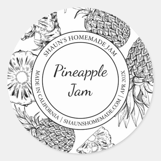 Ananas Jam Sketch Modern label (Voorkant)