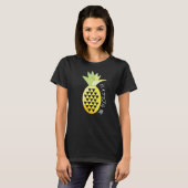 Ananas Japanse Fruit Lettering Zwart T-shirt (Voorkant volledig)