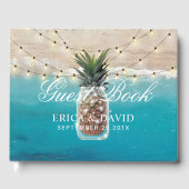 Ananas Jar String Lights Tropische Strand Bruiloft Gastenboek (Voorkant)
