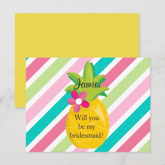 Ananas, jij wordt mijn bruidsmeisje uitnodiging briefkaart (Voorkant / Achterkant)