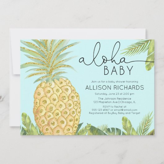 Ananas jongen of geslachtsneutraal baby shower kaart (Voorkant)