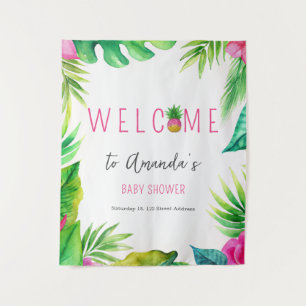 Ananas Jungle Fopspeen Roze Meisje Baby Shower Wandkleed