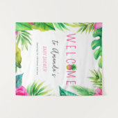 Ananas Jungle Pacifiers Roze Meisje Baby Shower Wandkleed (Voorkant (horizontaal))