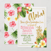 Ananas Kalligrafie Afstuderen Luau Uitnodiging (Voorkant / Achterkant)