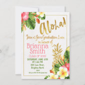 Ananas Kalligrafie Afstuderen Luau Uitnodiging (Voorkant)