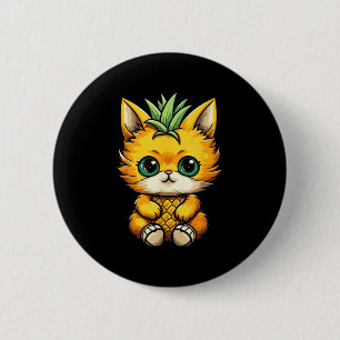 Ananas Kat Fruit Hallo Zomer Vakantie Kat Liefde Ronde Button 5,7 Cm