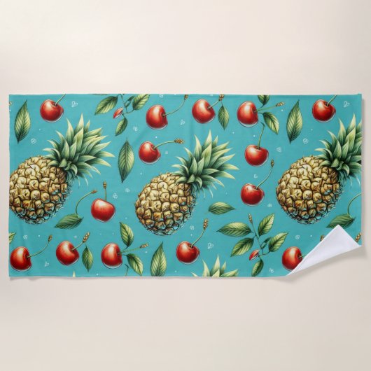 Ananas Kersen Bliss Strandlaken (Voorkant)