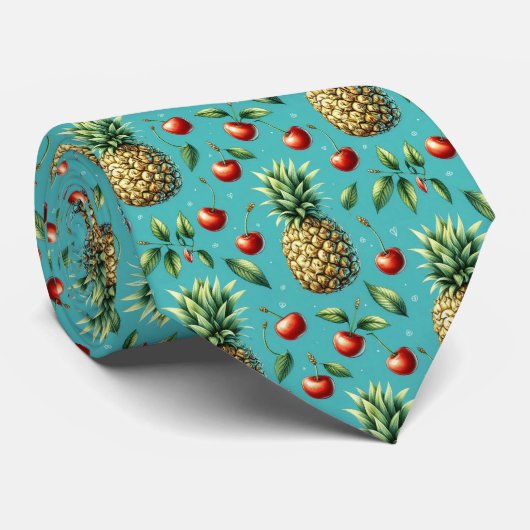 Ananas Kersen Bliss Stropdas (Opgerold)