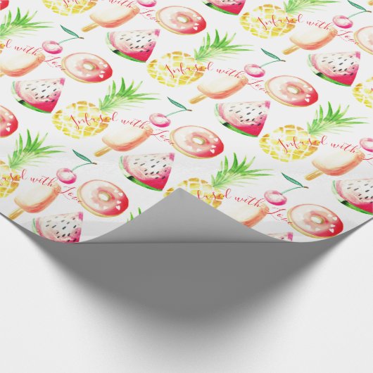 Ananas, Kersen, Donuts, Ijs, Watermeloen Cadeaupapier (Hoek)