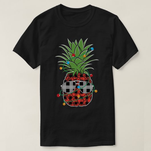 Ananas Kerstboom Lichten Rode geruite zonnebril T-shirt (Design voorkant)