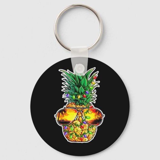 ananas kerstboom lights Xmas zonnebril Sleutelhanger (Voorkant)