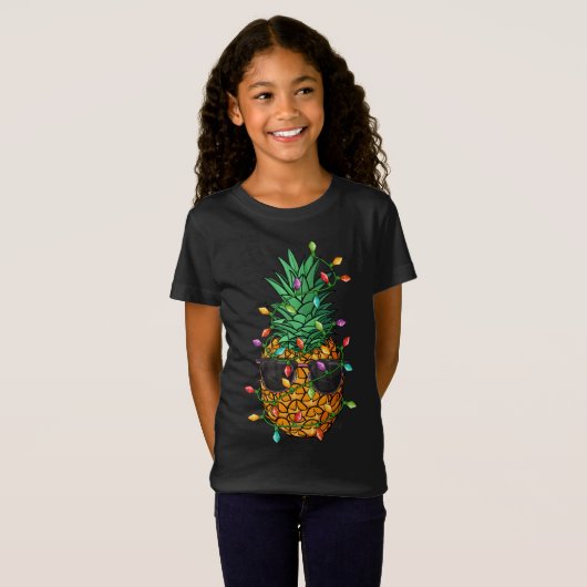 ananas kerstboom verlichting zonnebril Funny X T-shirt (Voorkant volledig)