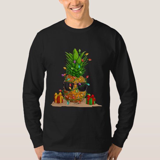 ananas kerstboomverlichting Funny Tropical T-shirt (Voorkant)