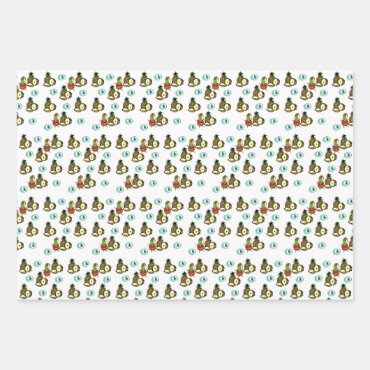 ananas, kerstmanschappen met peper inpakpapier vel (Voorkant 2)