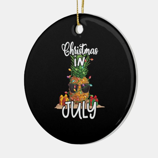 Ananas Kerstmis in juli Tropisch Keramisch Ornament (Links)