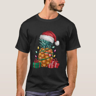 Ananas Kerstmis Verlichting Santa Hat Ananas Chris T-shirt