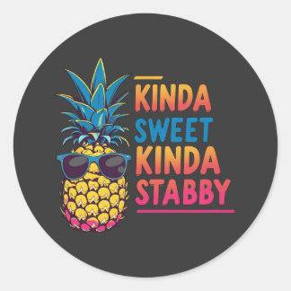 Ananas Kinda Zoet Kinda Stuk Ronde Sticker