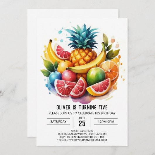 Ananas Kinder digitale vruchten Verjaardag Kaart (Voorkant / Achterkant)