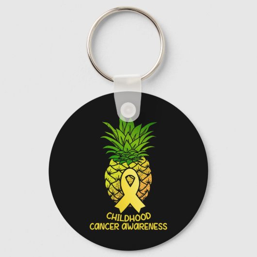 Ananas Kindertijd Kanker Awareness Gift Sleutelhanger (Voorkant)