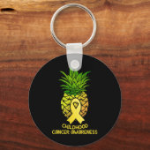 Ananas Kindertijd Kanker Awareness Gift Sleutelhanger (Voorkant)