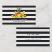 Ananas Kiwi Fruits Juice - Black White Stripes Visitekaartje (Voorkant / Achterkant)