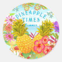 Ananas klassieke ronde sticker