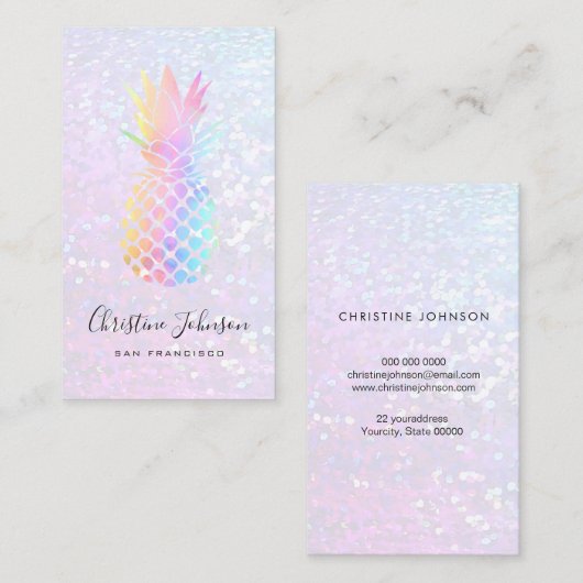Ananas kleurrijke pastel visitekaartje (Voorkant / Achterkant)