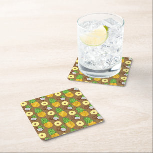 "Ananas Kokosnoot Bliss" Patroon Kartonnen Onderzetters