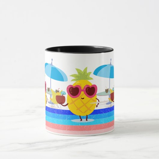 Ananas Kokosnoot Paraplu Zomer Strand Vibes Art Mok (Midden)