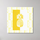 Ananas Kunst | Modern Goud en Wit Canvas Print (Voorkant)