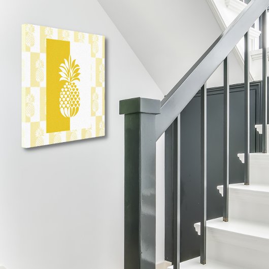Ananas Kunst | Modern Goud en Wit Canvas Print
