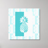Ananas Kunst | Modern Teal en Wit Canvasprint Canvas Afdruk (Voorkant)