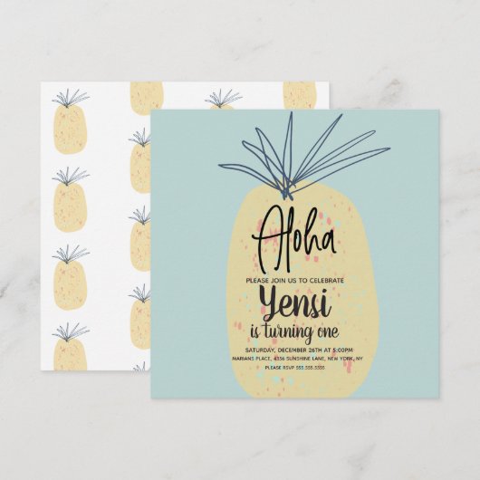 Ananas Kunst Verjaardag Tropisch Zomer Aloha (Voorkant / Achterkant)