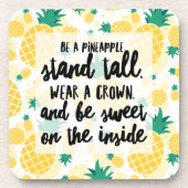 Ananas Kunststof onderzetters met kurk rugleuning (Voorkant)