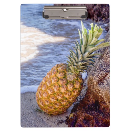 Ananas Leaning op Rocks bij het strand Klembord (Voorkant)