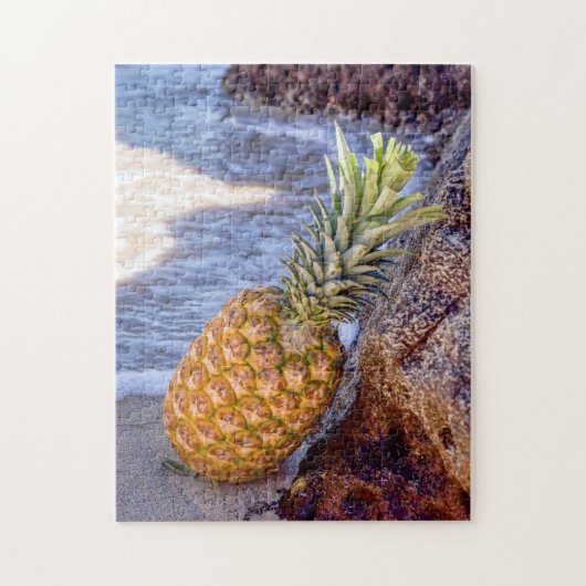 Ananas Leaning op Rocks bij het strand Legpuzzel (Verticaal)